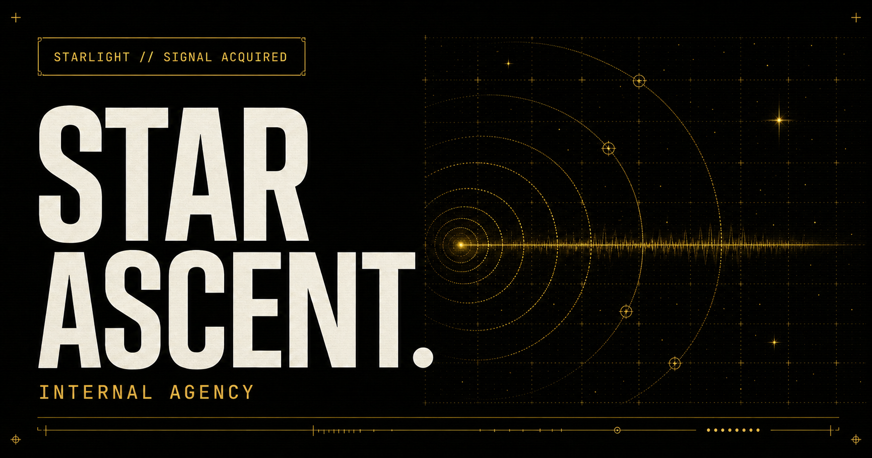 Amber STAR ASCENT signal-acquired deep-space telemetry artwork